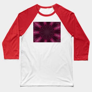 Fuchsia Pink Satin Shadows Fractal Abstract Kaleidoscope Mandala k07 Baseball T-Shirt